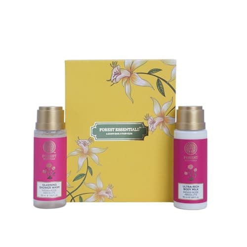 Forest Essentials Indian Rose Body Care Duo Gift Set 100ml (Body Lotion + Body Wash)