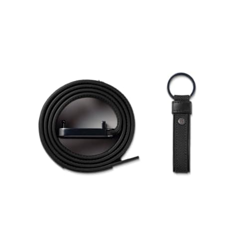 scarters Timeless Two | Gift Set of 2 – Men's Vegan Leather Belt & Keychain Combo | Adjustable 28–44 Inches | Premium Birthday, Anniversary, Festive & Corporate Gift (Midnight Black)