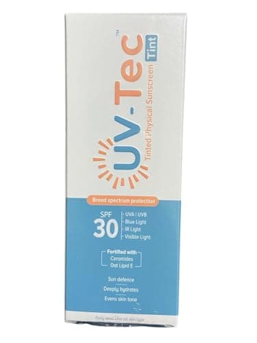 UV-Tec Tinted Physical Sunscreen SPF 30+|Broad Spectrum UVA/UVB Protection|-30gm (Pack Of 1)