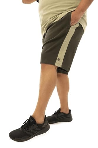 MOOV N GROOV Band Men's Oversized Cotton Drawstring Shorts, Navy Blue, Knee Length, High Rise, Plus Size, Breathable Fabric (in, Alpha, 7XL, Plus, 2, Forest Night)
