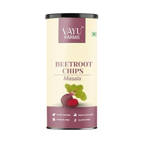 VAYU FARMS Beetroot Masala Chips 150g | Healthy Snacks for Adults & Kids | Healthy Chips | Crunchy Beetroot Chips | Vegetable Chips | Gluten Free & Vegan | No Palm Oil | Dry Vegetables Chips