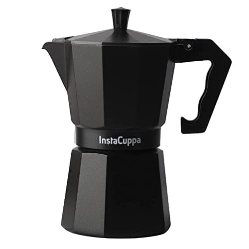 InstaCuppa 2-in-1 Moka Pot Espresso Maker | Stovetop & Induction Compatible | 300ml Premium Aluminium | Italian Style Percolator Coffee Brewer | Brews 4–6 Cups | Espresso, Americano & More, Black