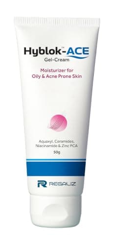Regaliz Hyblok-ACE Gel Cream 50g | Oil-Free Face Moisturizer for Oily & Acne-Prone Skin | With Ceramides, Niacinamide, Hyaluronic Acid, Aquaxyl & Zinc PCA | Ultra-Light, Fragrance-Free
