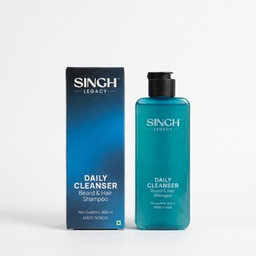 Singh Legacy Daily Cleanser Beard & Hair Shampoo, with Bhringraj, Moringa Oil & Green Tea Extract, 200 ml