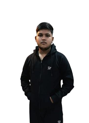 DARK DEVIL Black Zip-Up Hoodie for Men | Pure Cotton Sweatshirt with Hood & Pockets | Stylish Full Sleeve Hoodie Jacket for Everyday Comfort & Winter Wear (in, Alpha, S, Regular, Standard, Black)