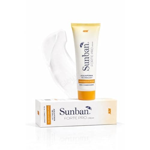 Sunban Forte Pro Cream SPF 50+ | Broad Spectrum UVA/UVB Protection | Sunscreen Cream with Aquaporin Technology | Non-Comedogenic Daily Sun Protection for Face & Skin