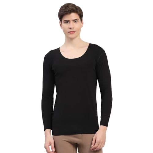 ROCK.IT from House of Monte Carlo Men's Regular Fit Solid Round Neck Full Sleeve Thermal |Comfortable Thermal Top for Men | Body Warmer Cozy Thermal Undershirt | Winter Thermal Vest Black L