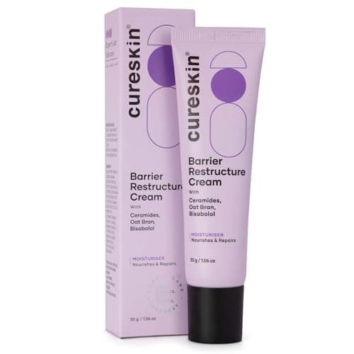 Cureskin Barrier Restructure Cream with Ceramides, Oat Bran & Bisabolol | Intense Hydration & Skin Barrier Repair | Moisturiser for Dry & Sensitive Skin | 30 g