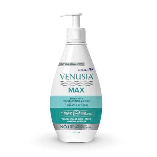 Dr. Reddy's Venusia Max Intensive Moisturizing Lotion | Enriched with 4D Hyaluronic Acid & Polyglutamic Acid | Clinically Proven Deep Penetration for Long lasting hydration | For Face & Body | Moistur