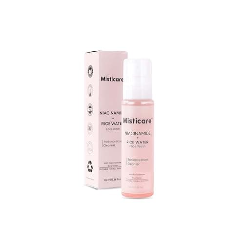 MistiCare Niacinamide + Rice Water Face Wash for Glass Skin | Brightening & Hydrating Face Cleanser | Supports Skin Barrier, Enhances Radiance & Refreshes Skin | Suitable for All Skin Types | Men & Wo