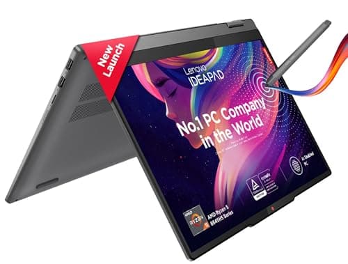 Lenovo Ideapad 5 2-in-1 AMD Ryzen 5 8645HS 14" (35.5cm) WUXGA IPS 300Nits Convertible Laptop (16GB RAM/512GB SSD/Win 11/Office Home 2024/Backlit KB/FPR/FHD Camera/Grey/1.6kg), 83DR007CIN