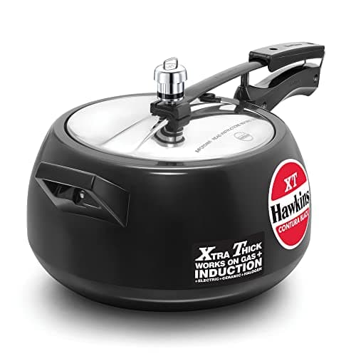 Hawkins 5 Litre Contura Black XT Pressure Cooker, Hard Anodised Inner Lid Cooker, Induction Cooker, Black