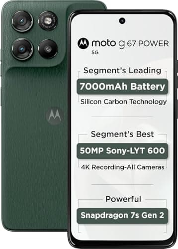 Motorola G67 Power 5G (Pantone Cilantro, 8GB RAM, 128GB Storage) | 6.7" FHD+ 120Hz LCD Display | Snapdragon 7s Gen2 Processor | 50MP + 8MP UW Camera | 7000mAh Battery with 30W Charger | IP64
