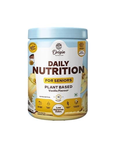 Origin Nutrition Senior Elder Adult Care Plant Based Protein Powder | Diabetic Friendly | For Healthy Ageing | 20 Vitamins & Minerals | 5 Superfoods Ayurvedic Herbs | Easy to Digest | No Preservatives