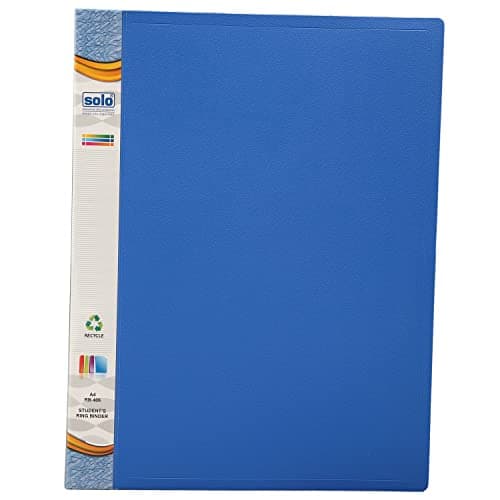 Solo 2-D A4 Ring Binder File Folder, Office Document Organizer with Inside Pocket, Presentation Display Plastic File for Certificates, Portfolio, Papers & Projects (1, Blue)