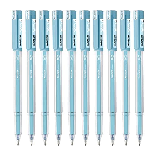 Hauser Germany XO Jumbo Gel Pen Box Pack | Water Proof Ink For Smooth Flow System | Comfortable Grip With Smudge Free Writing | Smooth, Sturdy & Refillable Pen | Blue Ink, Pack of 10 Pens