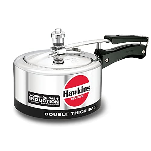 Hawkins Hevibase Induction Compatible Aluminium Inner Lid Pressure Cooker, 2 Litre, Silver (IH20)