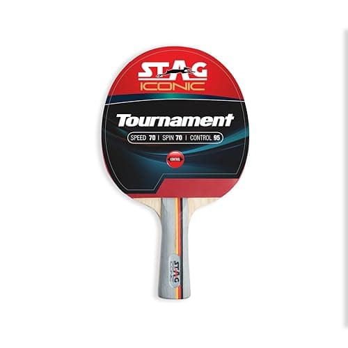 STAG ICONIC Tournament Table Tennis (T.T) Racket for Beginner | Advanced TT Racquets| Grip Designed Comfortable Wooden Table Tennis Bat | 6-Ply Plywood Blade | Black/Red
