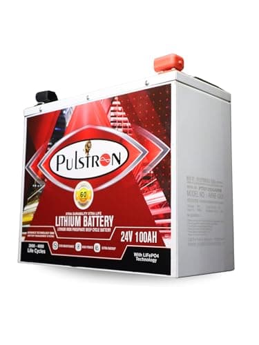 Pulstron AKNE-100X | 24 Volt 100AH Lithium Ferro Phosphate Inverter Battery - 2560Watt | Back Up More Than Two Lead Acid Battery | Works with Any Normal Inverter | 5Years Warranty | Wall Mountable