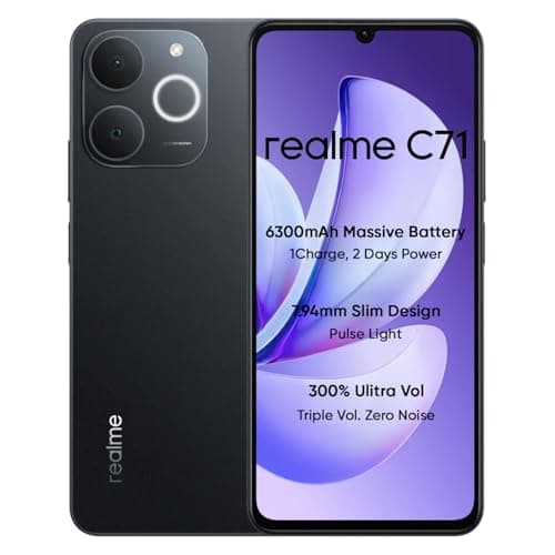 realme C71 4G Smartphone 6GB+128GB,6.745 inch Screen, 90Hz Eye Comfort Display, 6300mAh Battery, 37MP Cameras, Unisoc T7250 Chip, IP54, Obsidian Black