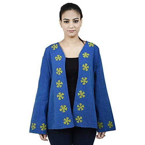 Tribes India Women's Cotton Straight Kurta (1STXWOMRJ05328_A_L_Blue_Large)