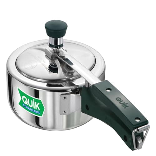 Hawkins Quik 1.5 Litre Stainless Steel Pressure Cooker | Straight Body | Induction & Gas Compatible | Ideal for 1–2 persons | ISI Certified | Guaranteed for 5 year | Silver (QSP15)