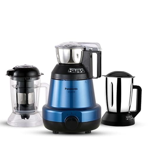 Panasonic Heavy Duty Mixer Grinder For Kitchen MX-GE3790 (Metallic Blue) Powerful 1200W Motor | 1 Stainless Steel Chutney, 1 Mill & 1 Blender Jars |Warranty 2 Years on Product & 5 Years on Motor