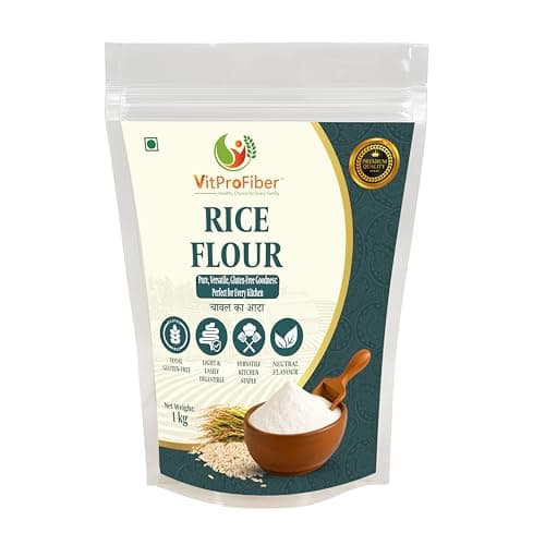 VitProFiber Premium Rice Flour 1 Kg | Naturally Gluten-Free Chawal Ka Atta | Fine Ground for Perfect Roti, Dosa & Baking | Vegan, No Preservatives | Quality Rice Powder for Cooking