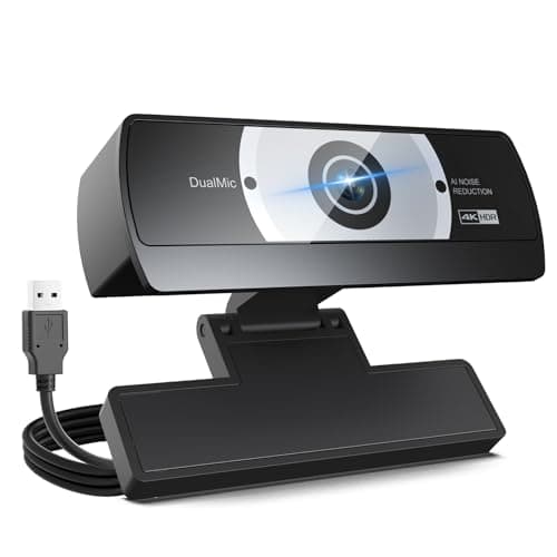 4K Webcam for PC - 4K Ultra HD Computer Camera with PDAF Autofocus, AI Noise-Canceling Mic, USB Plug & Play, 80° FOV & Auto Lighting Correction for Laptop & Desktop (Social Streaming Video Call)