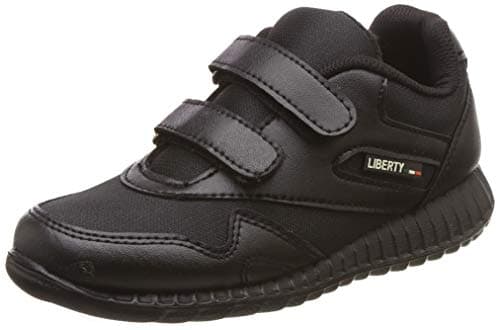 Liberty Force10 9906-90VGN Kids Velcro School Shoes with PVC Upper | EVA Sole | Comfortable & Lightweight | Quick-Wear Elastic Laces | Stylish & Modern (1 UK - Black)