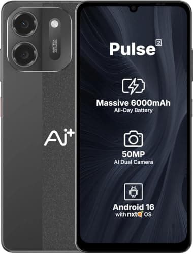 AI+ Pulse 2, 6.745 inch HD+ Display, 6GB RAM, 128GB Storage, 50MP Rear Camera, 6000mAh Battery, Android 16, Black