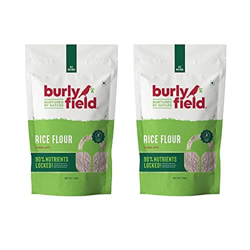 BURLY FIELD Rice Flour | Gluten free rice atta | Multi purpose flour for cooking | Ideal for making chillas, bhakri, roti, idiyappam | 500 g x 2