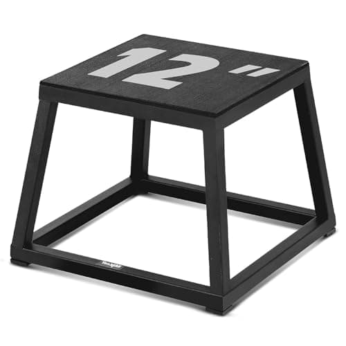 Priti 12 Inch Metal Plyometric Box for Home Gym Workout, Heavy Duty Steel Plyo Box with Anti-Slip Top & Rubber Feet, 255KG Weight Capacity, Gym Step Platform for Box Jumps, Squats, Dips & Strength Tra