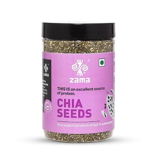 Zama Chia Seeds 300g PET Jar | Rich in Omega-3 and Fibre | Non-GMO | Diet Snacks | Wholesome and Natural | Cholesterol Free | Boosts Energy