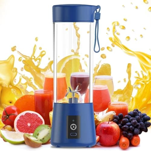 Portable Electric juicer 380ML USB Rechargeable Blender-Juicer, 6 Blades, Mini-Handheld Fruit Hand Mixer for Home & Outdoor Use (Multicolor)