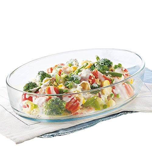 Borosil Baking & Serving Oval Shape Dish | Borosilicate Glass Bakeware and Serveware Tray | Microwave, Oven & Dishwasher Safe Bowl | Transparent Container (1.6L)