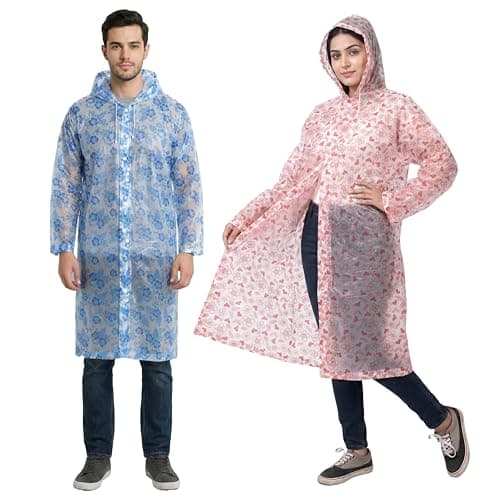 Allextreme EVA Waterproof Unisex Rain Coat Hooded Full Sleeves Outdoor Men, Women, Boys & Girls Rainwear Poncho Raincoat for Camping, Hiking & Travelling (Random Color & Design)