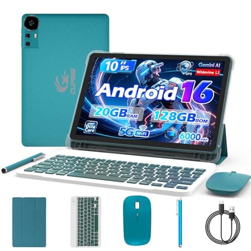 CUPEISI Android 13 10" Tablet, 2024 Newest 12GB Ram + 128Gb Rom/1Tb Expandable Tablets Pc, 2 In 1 Tablets with Keyboard, 2.0GHz Quad-Core CPU Hd Screen, Certified by Google 5G Wifi 6 Bt