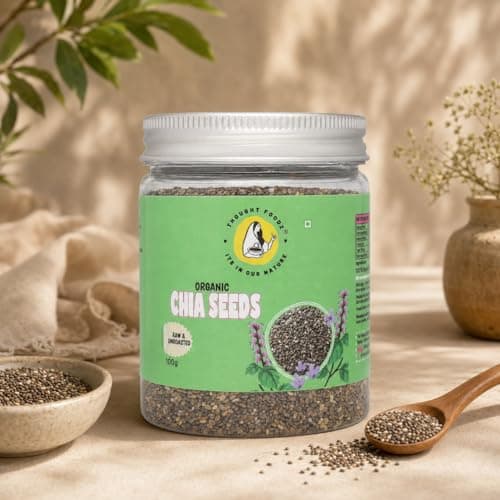 ThoughtFoodz Chia Seeds – 100% Organic & Raw Superfood | High in Omega-3, Fiber & Protein | Ideal for Weight Loss, Digestion & Energy(100gms)